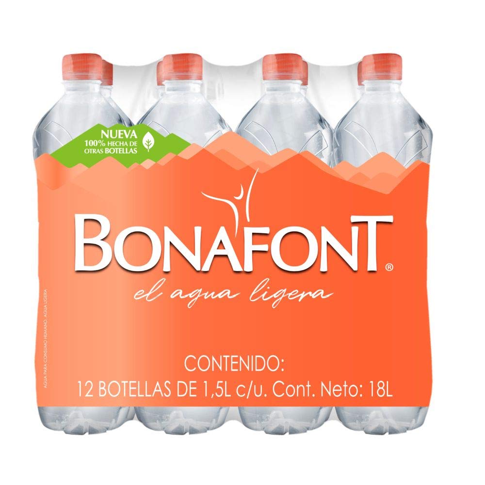 Bonafont, Agua Natural, 1.5 litros, 12 Pack