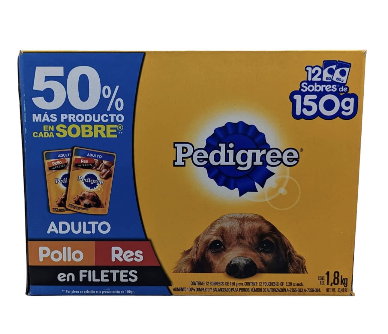 Pedigree - P Alimento para Perro 12 Sobres de 150g Pollo-Res en filetes Adulto Pedigree