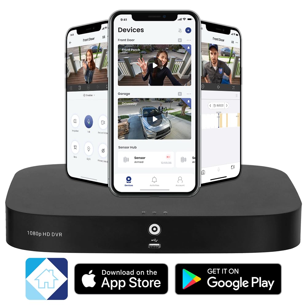 Lorex Sistema de seguridad DVR con cable de 1 TB con 8 canales HD de 1080p con 8 cámaras bala para interiores y exteriores