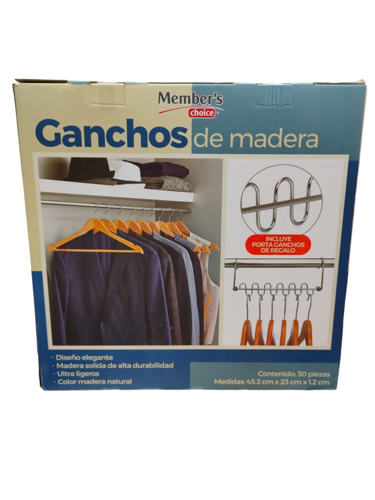 Members Choice Ganchos de Ropa de Madera 30 Piezas