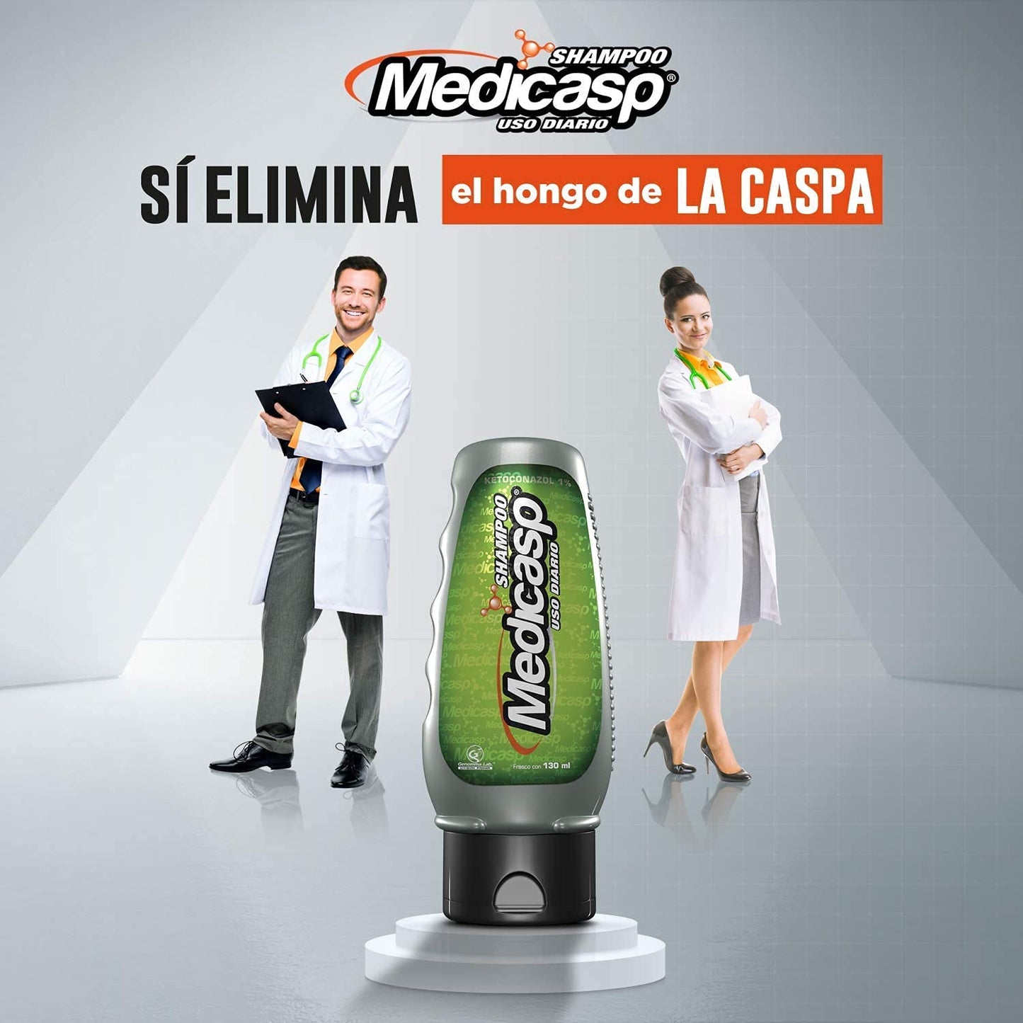 Medicasp Shampoo Anticaspa- 2 PACK- Auxiliar en la eliminación del hongo de la caspa, alivia comezón y ardor, deja el cabello con brillo y suavidad, ideal para uso diario, 2 botellas de 130 ml
