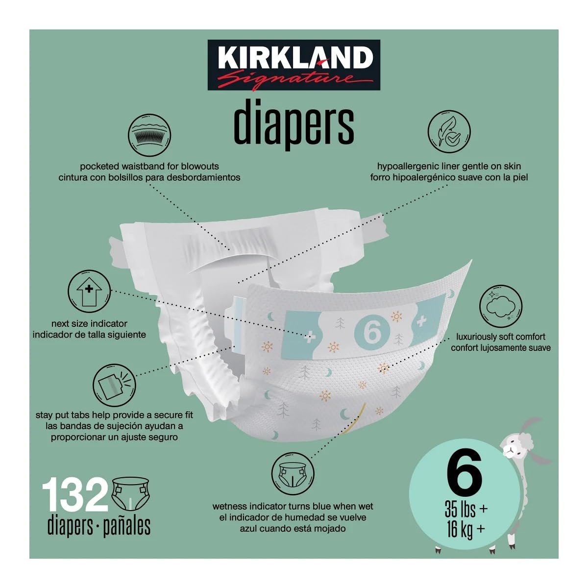 KIRKLAND SIGNATURE - Kirkland Signature Pañales, Talla 6 (132 unidades)