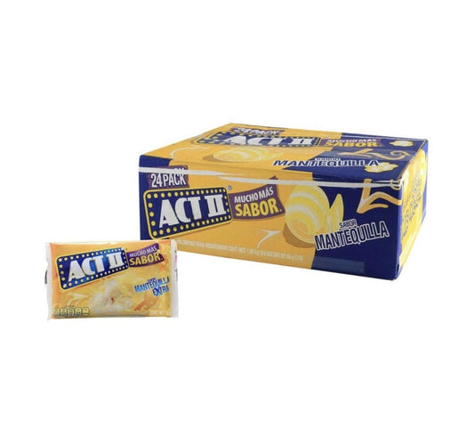 Act II - PALOMITAS DE MAIZ PARA MICROONDAS ACT II SABOR MANTEQUILLA CAJA DE 1.92 KILOGRAMOS CON 24 SOBRES DE 80 GRAMOS BOTANA CINE SNACK FIESTA POSTRE NEGOCIO CASA COCINA