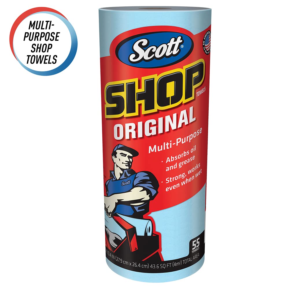 75130 Scott - Toallitas desechables de 55 hojas, paquete de 110 toallas de papel totales (paquete de 2) toallitas profesionales absorbentes de aceite para bricolaje 39.5 pies cuadrados por rollo