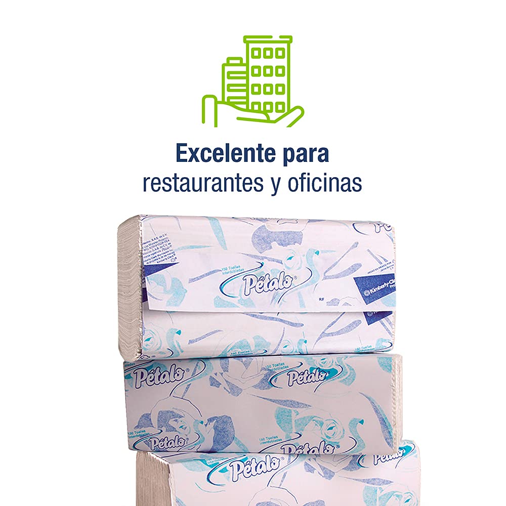 Toalla Interdoblada para Manos Interdoblada Pétalo, Caja con 20 Fajillas de 150 Toallas, con Grabado, Kimberly Clark Professional.