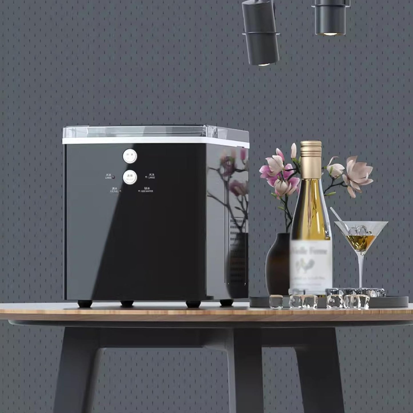 Máquina de hielo, Máquina de hielo portátil negra, primer lote en menos de 10 minutos y máquina perfecta diaria de 33 lb for encimeras de cocina,Ideal para Home Bar, etc.