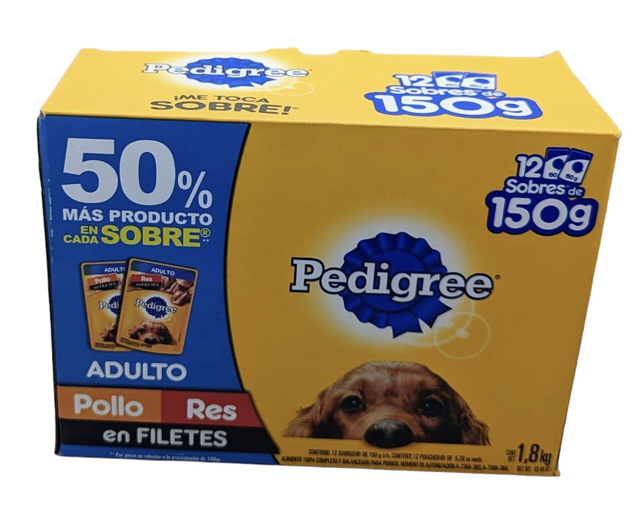 Pedigree - P Alimento para Perro 12 Sobres de 150g Pollo-Res en filetes Adulto Pedigree
