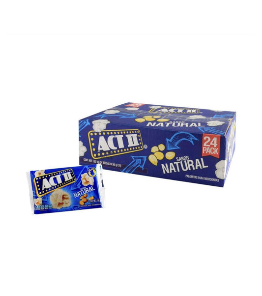 Act II - PALOMITAS DE MAIZ PARA MICROONDAS ACT II NATURAL CAJA DE 1.92 KILOGRAMOS CON 24 SOBRES DE 80 GRAMOS BOTANA CINE SNACK FIESTA POSTRE NEGOCIO CASA COCINA