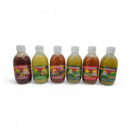 6-Pack Salsas Del Primo 300g - Incluye Molcajeteada Roja, Guacamole, Tlaquera, 2 Salsas Verdes y 1 Salsa Roja