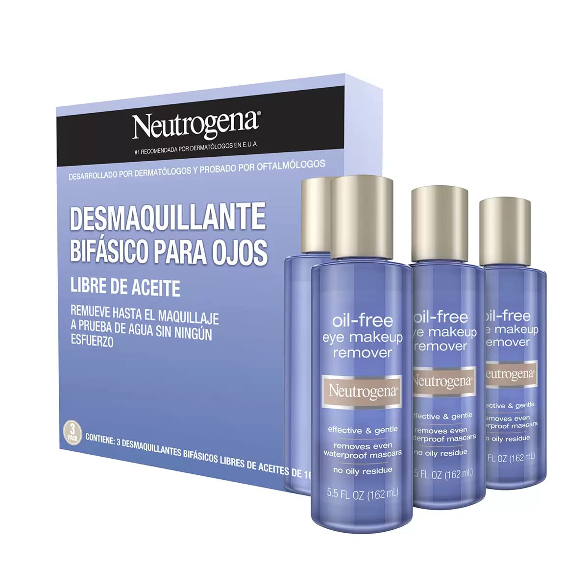 Neutrogena Desmaquillante Neutrogena, paquete con 3 piezas.(162 ml. 5.5oz)