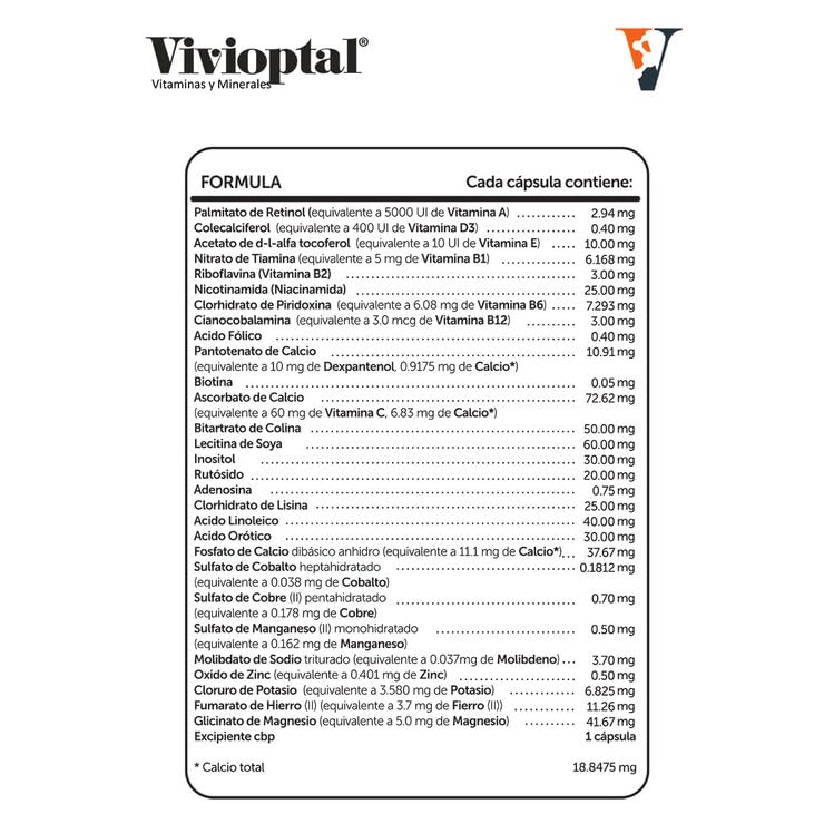 Vivioptal Vitaminas y Minerales 105 cápsulas