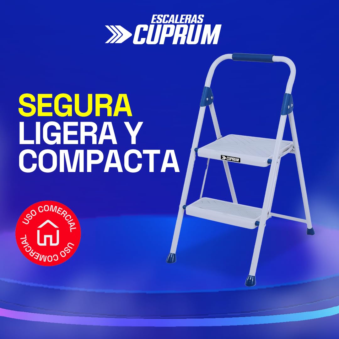 Cuprum Escalera Plegable Easy Step, 2 escalones, Uso doméstico, Carga máx. 150kg, C-4368-02A