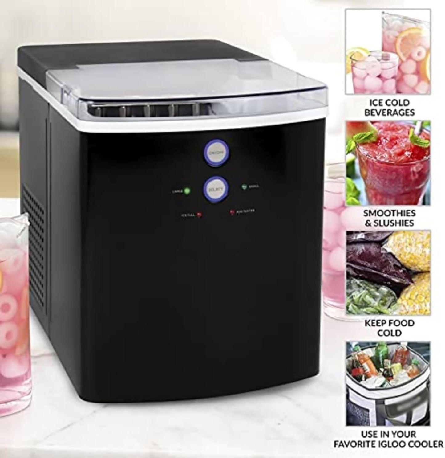 Máquina de hielo comercial for el hogar, eléctrica, portátil, automática, de gran capacidad, pequeña, inteligente, for exteriores