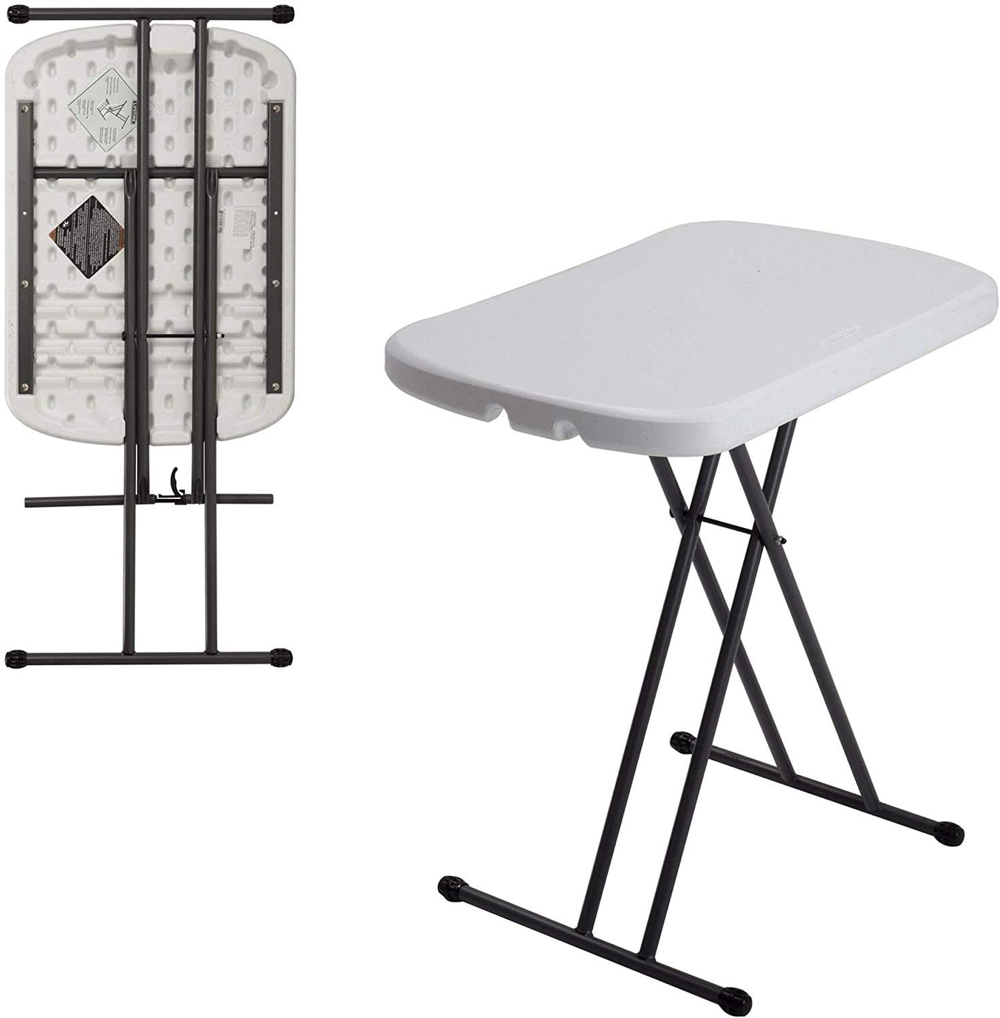 Lifetime - Lifetime Mesa plegable ajustable para ordenador portátil, mesa de TV, 66 cm, granito blanco (mejorado), (actualización.)