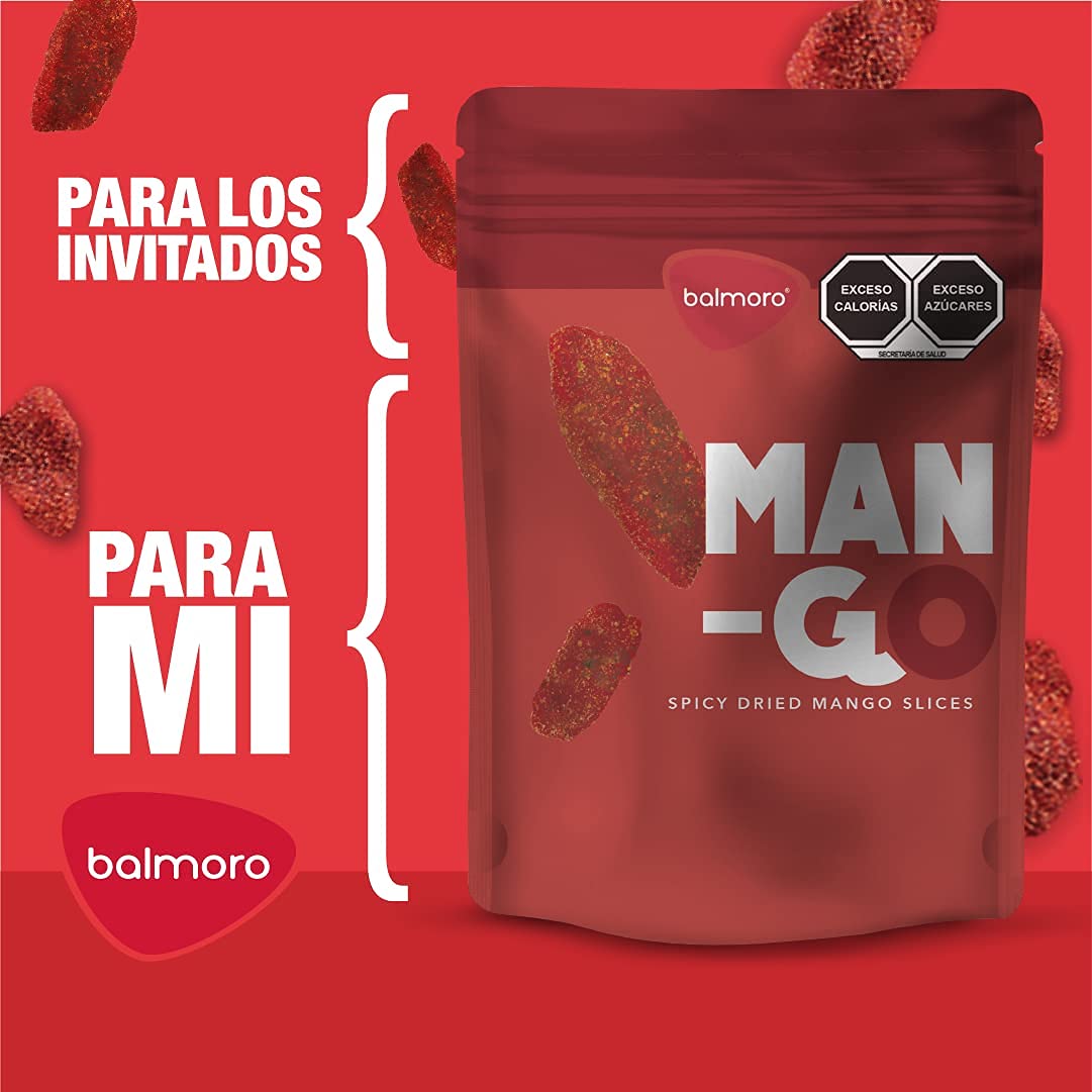 Balmoro Mango Enchilado, 640 g, botana, dulce y salado, Perfecto para fiestas,eventos y snack. Mango Deshidratado con chile. Azucar, mezclas dee chile y sal.