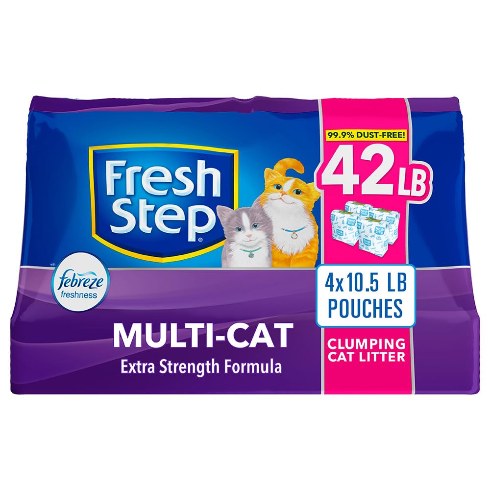 Fresh Step - Fresh Step Multi-Cat Arena aromática Extra Fuerte para Gatos con el Poder de Febreze, 42lb/19kg