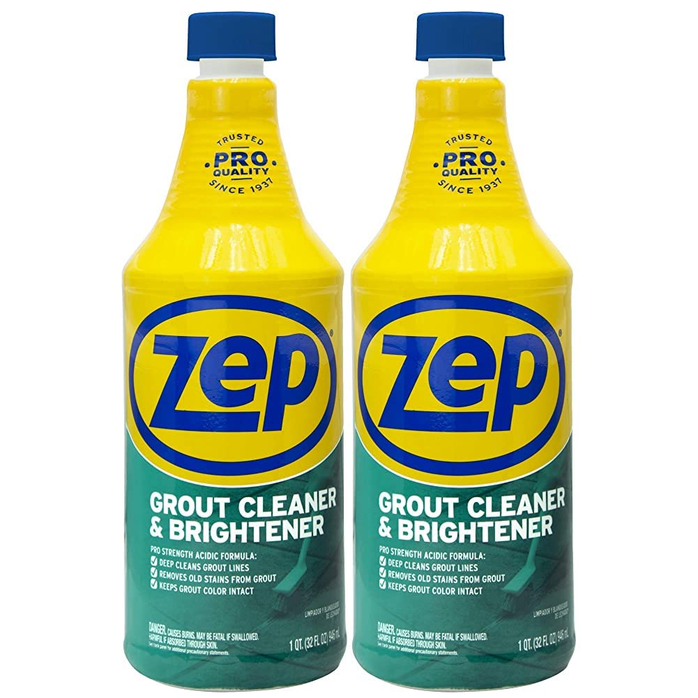 Zep Grout Cleaner and Brightener - 32 onzas (caja de 2) - ZU104632 - Fórmula de limpieza profunda que elimina las manchas viejas de la lechada