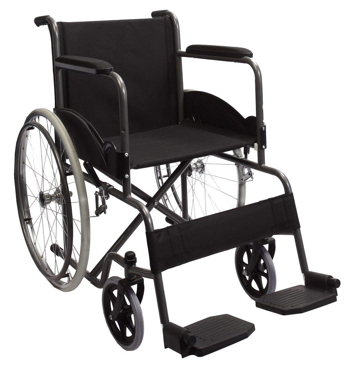 Mobicare Silla de Ruedas Adultos Plegable Ligera Economica Llanta Todo Terreno Comoda Freno de Mano Soporta hasta 135 kg