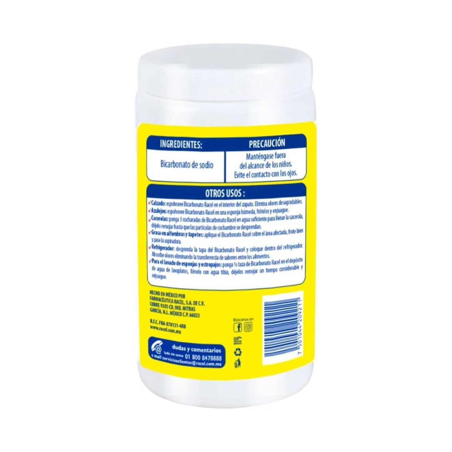 2 Botes De Bicarbonato De Sodio Racel 2 Kg