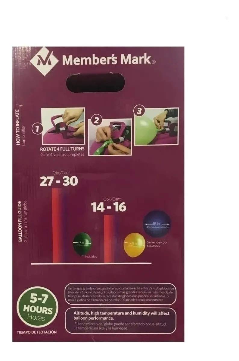 Member's Mark - Member's Mark Tanque de Helio con 30 Globos de Latex