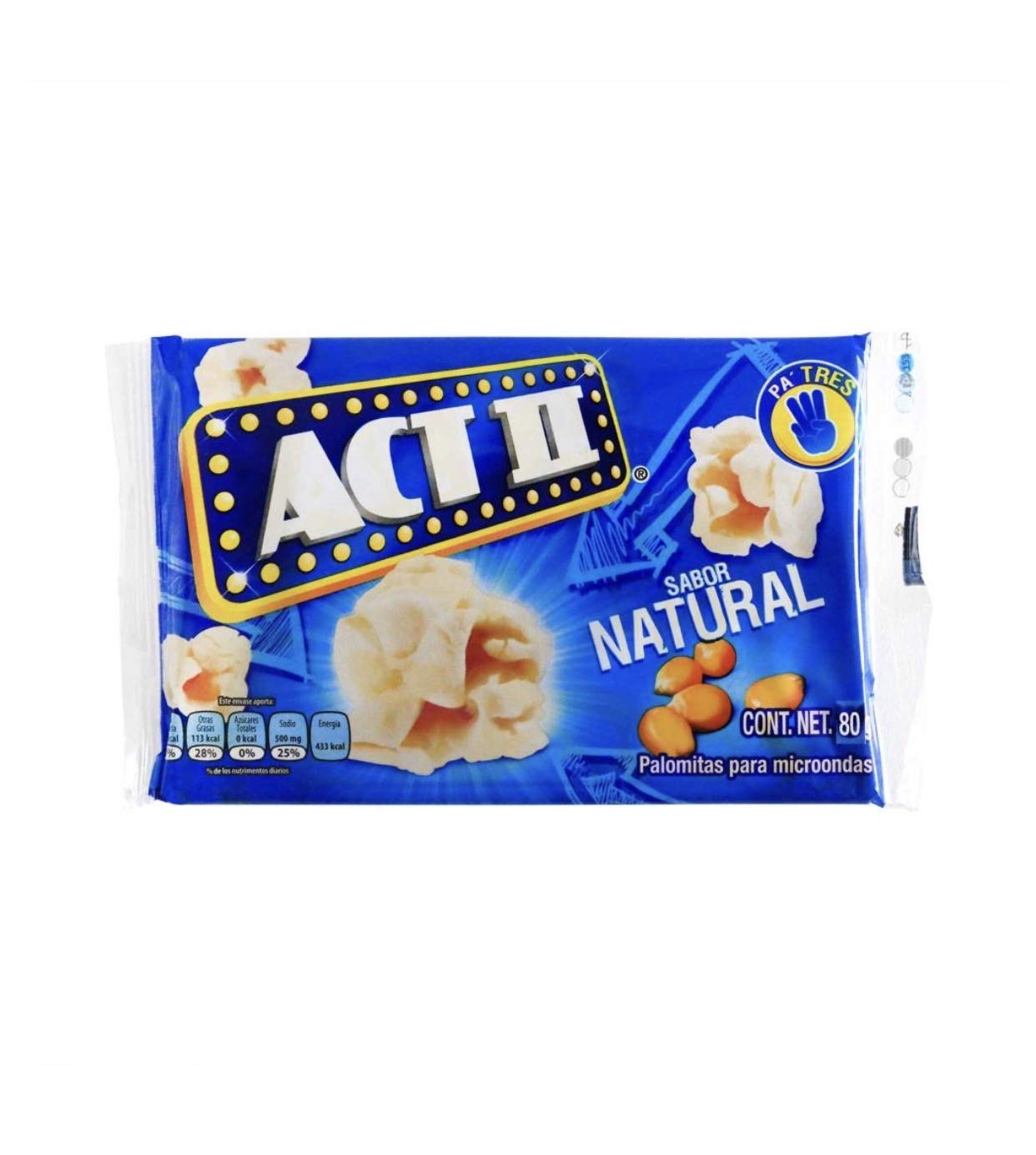 Act II - PALOMITAS DE MAIZ PARA MICROONDAS ACT II NATURAL CAJA DE 1.92 KILOGRAMOS CON 24 SOBRES DE 80 GRAMOS BOTANA CINE SNACK FIESTA POSTRE NEGOCIO CASA COCINA
