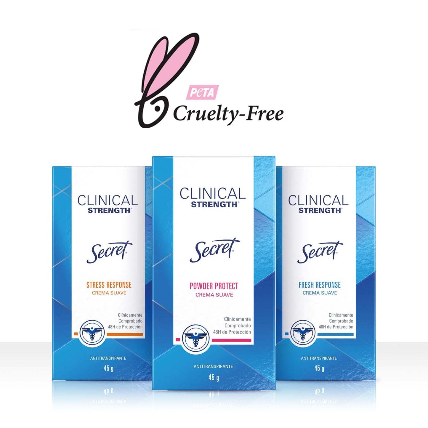 Secret - SECRET, Desodorante Mujer, Clinical Strength, Desodorante Clinical, Powder Protect, Crema Suave, 45 GR