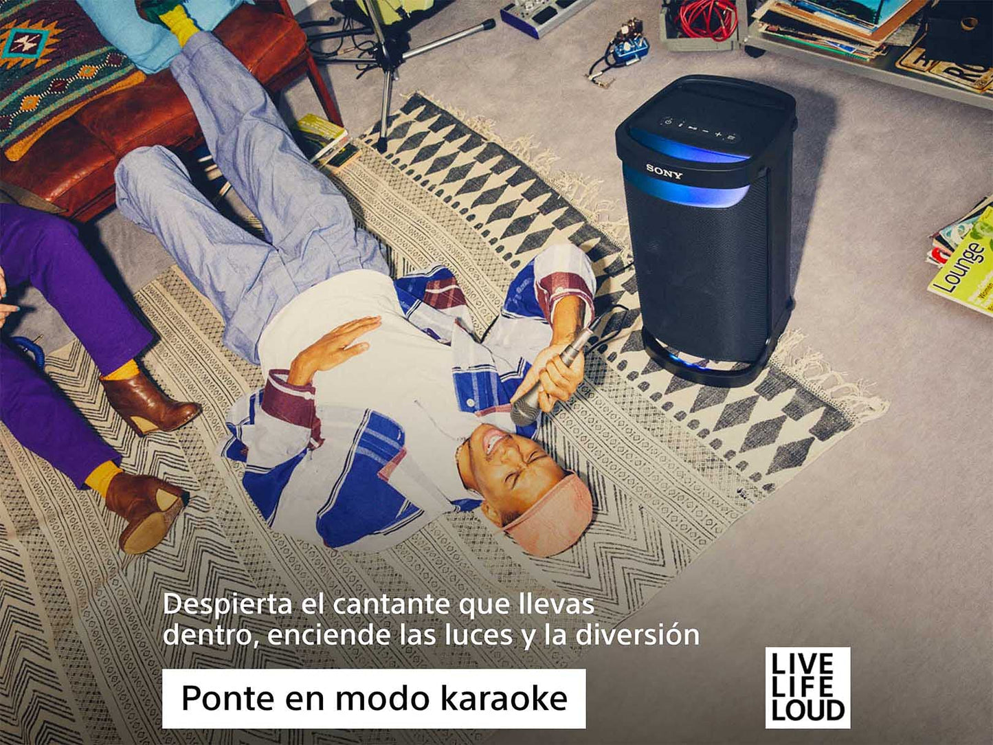 Sony - Sony SRS-XP500 - Bocina Bluetooth con Sonido Potente, iluminación y batería de 20 h (IPX4, Mega Bass, función de Carga rápida, Party Connect) Negro