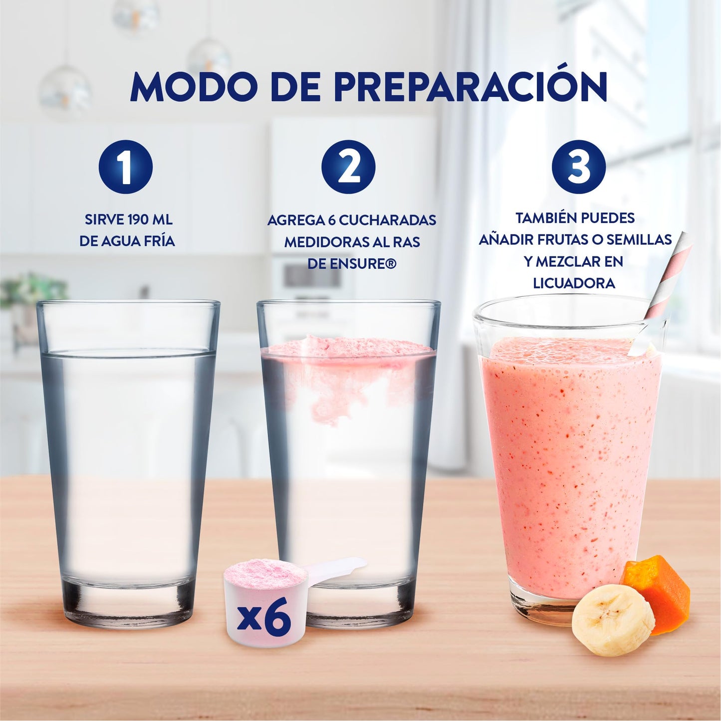 Ensure Clásico - en Polvo Sabor Fresa, 400g, Alimentación Especializada con Vitaminas, Proteínas y Prebióticos, Clínicamente Probado