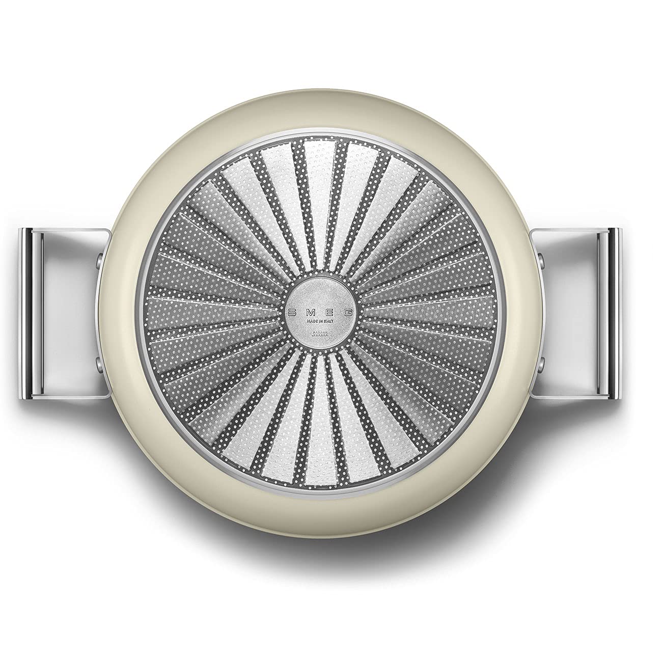 Smeg Cookware - Sartén profunda de 11 pulgadas con tapa, grande, crema