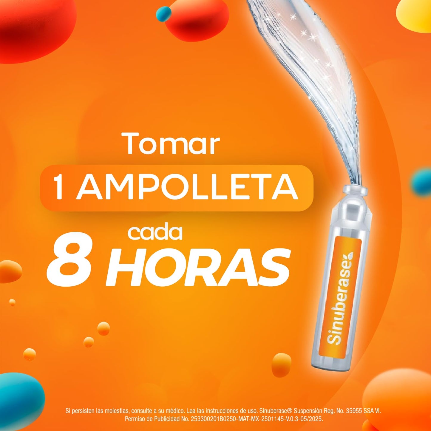 Sinuberase Probióticos en Suspensión Bacillus Clausii 2 Billones de UFC 10 Ampolletas de 5 ml. Restaura el Equilibrio de la Flora Intestinal Alterado por Diarrea y Antibióticos para Niños y Adultos