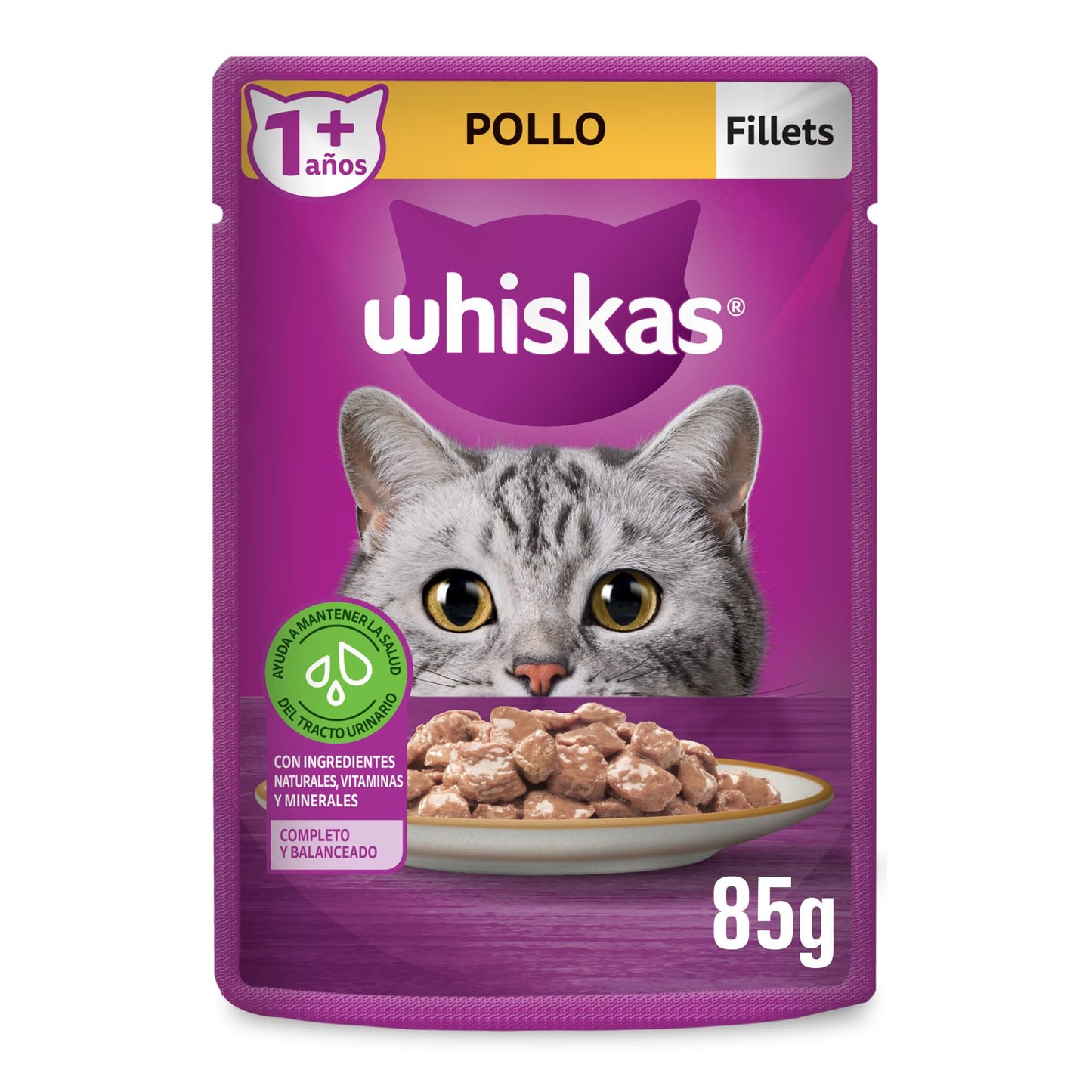 Whiskas Sobres Multisabor para Gatos Adultos Sabor Res, Pescado y Aves 24 Piezas de 85gr