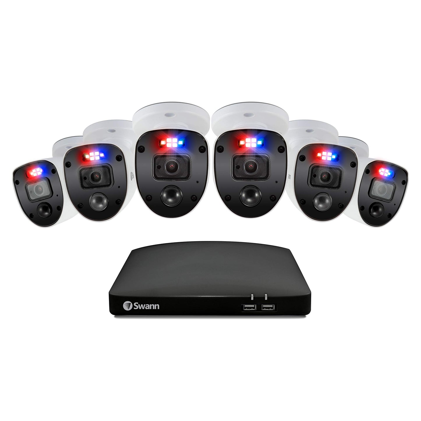 Swann Home DVR Sistema de cámara de seguridad con disco duro de 1 TB, 6 cámaras de 8 canales, video Full HD de 1080p, CCTV con cable para interiores y exteriores, visión nocturna a color, detección de