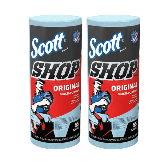 75130 Scott - Toallitas desechables de 55 hojas, paquete de 110 toallas de papel totales (paquete de 2) toallitas profesionales absorbentes de aceite para bricolaje 39.5 pies cuadrados por rollo