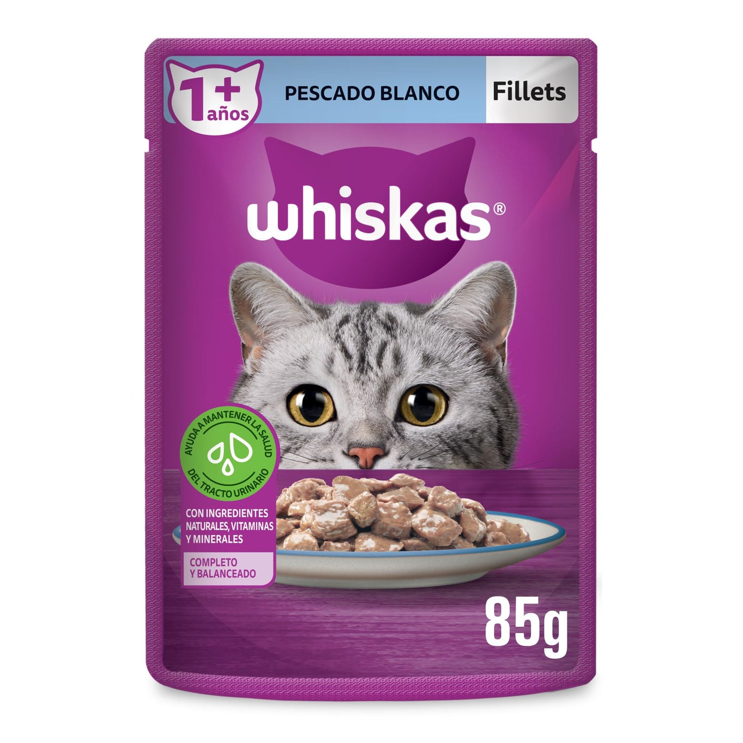 Whiskas Sobres Multisabor para Gatos Adultos Sabor Res, Pescado y Aves 24 Piezas de 85gr