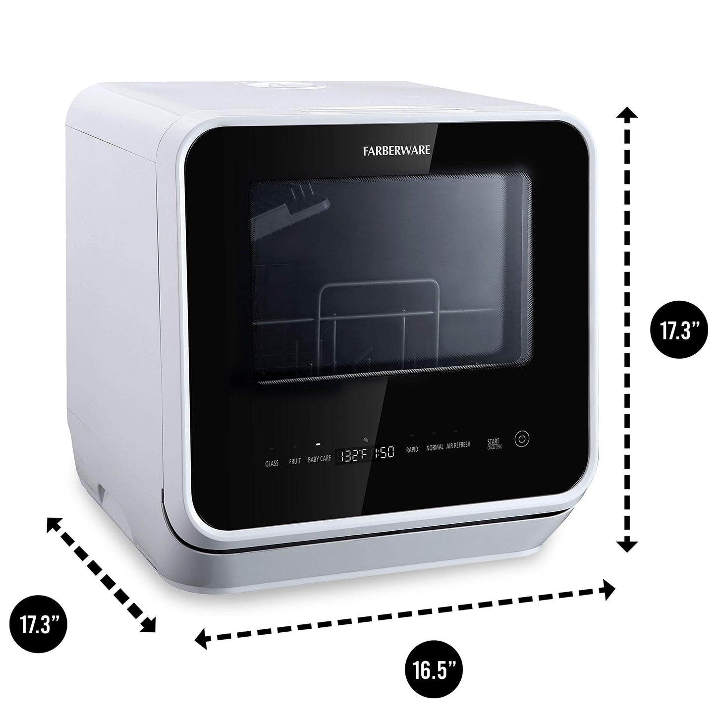 Farberware - lavaplatos portátil con depósito de agua integrado de 5 litros, sistema de 5 programas para el hogar, RV y departamento