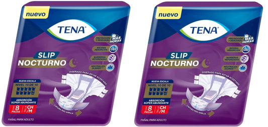 Tena Slip Tena Slip Nocturno; Pañales Para Adulto; Talla Ch/M; 8 Piezas, Color, 8 Count, Pack Of/Paquete De (2-Medium)