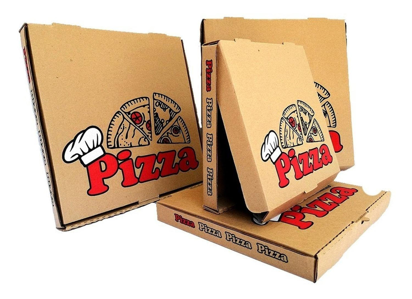 em-pack - 25 Cajas Para Pizza Kraft C/imp 35x35x4 Cms (14 Pulgadas)