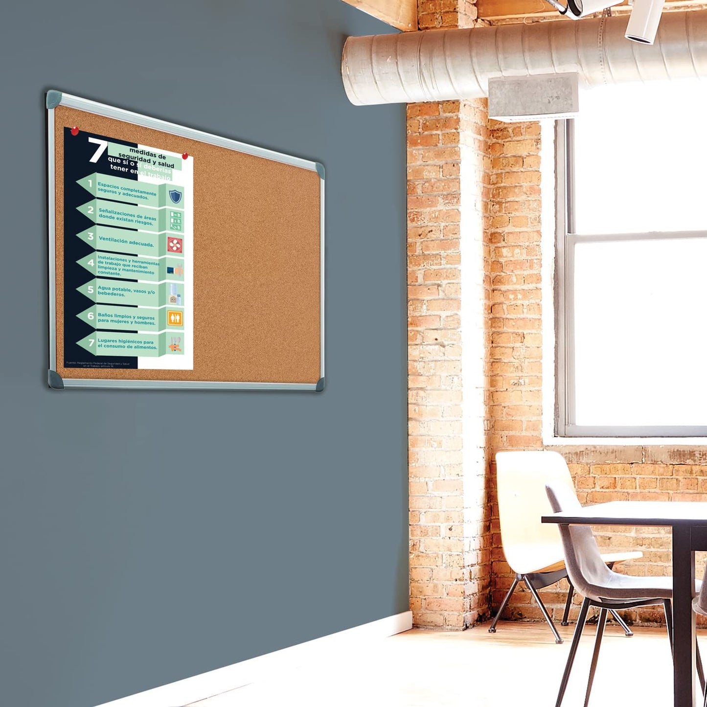 Quartet Pizarrón de Corcho, Marco Aluminio, 90 x 60 cm. P3595