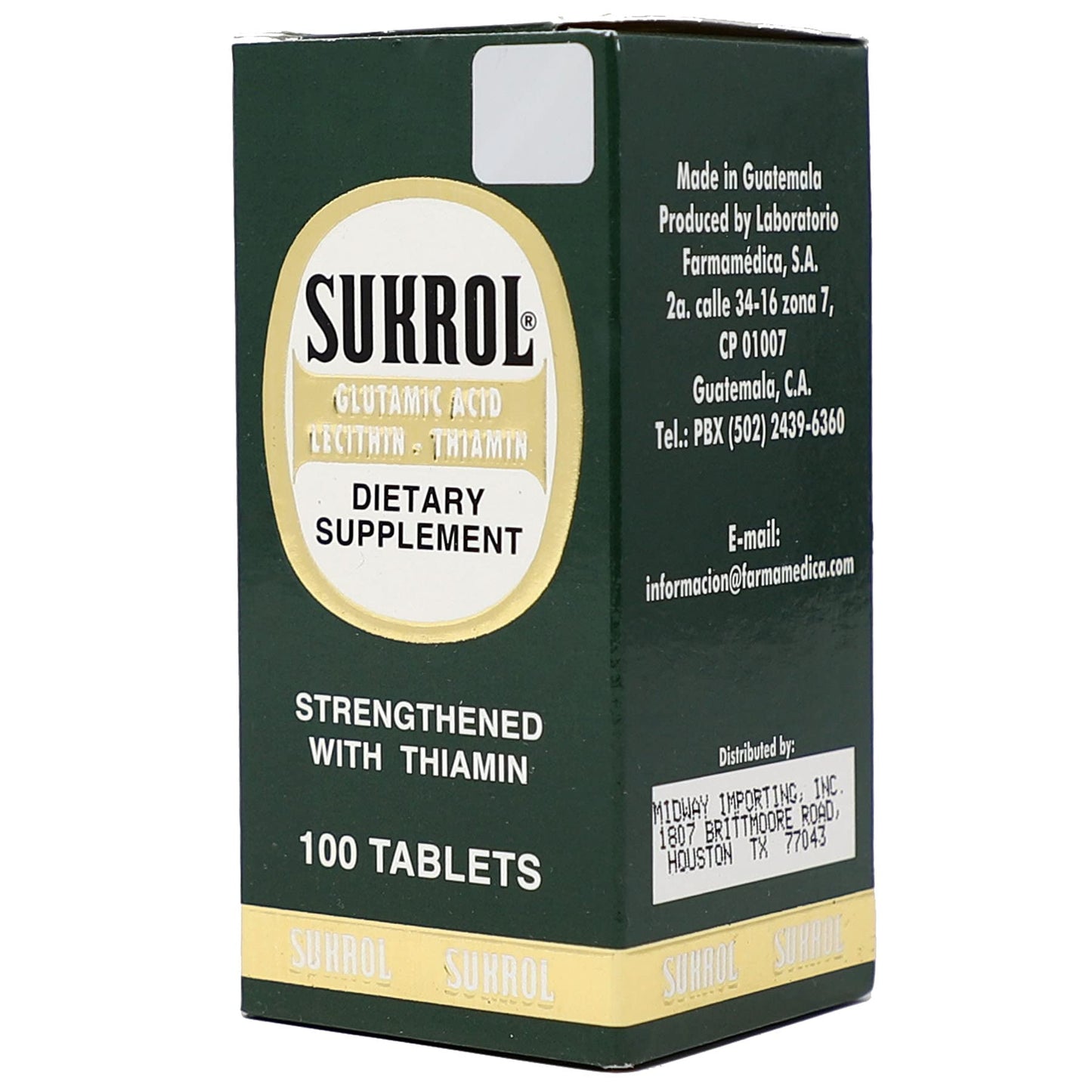 Sukrol Dietary Suppliment - Suplemento dietético Sukrol 100 tabletas