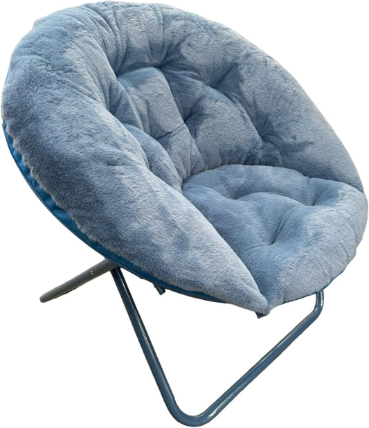RIVARRO Sillas Plegables de Sala,Silla Platillo Grande, 82 CM * 92 CM, Sillon Individual Plegable,Adecuada para Uso Exterior e Interior, Jardín, Camping, Sala de Estar o Dormitorio (Gris) (Azul)