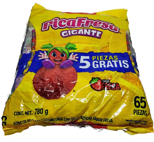 Vero - Vero PicaFresa Gomita con Chile y Azucar, Gigante, Fresa - 65 piezas, 780 g