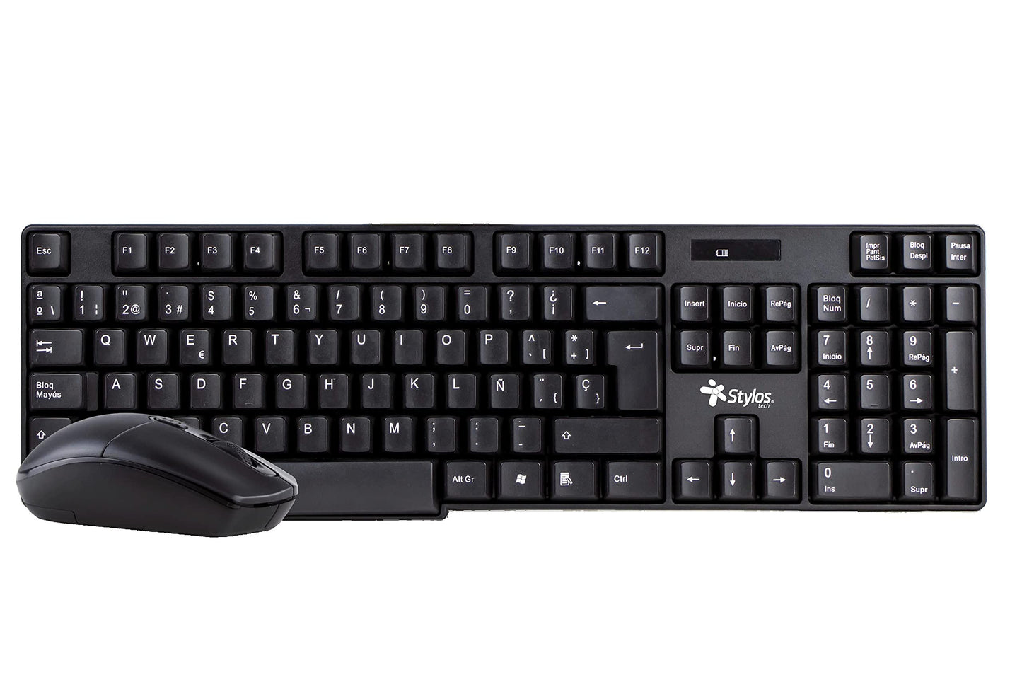 Stylos - Stylos STPKTM3B Kit Teclado y Mouse Inalámbrico 105 Teclas 1200 dpi USB Nano Alcance 10m Color Negro