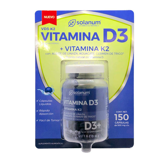 Solanum - Solanum Vitamina D3 Y Vitamina K2 Solanum - 150 Cápsulas