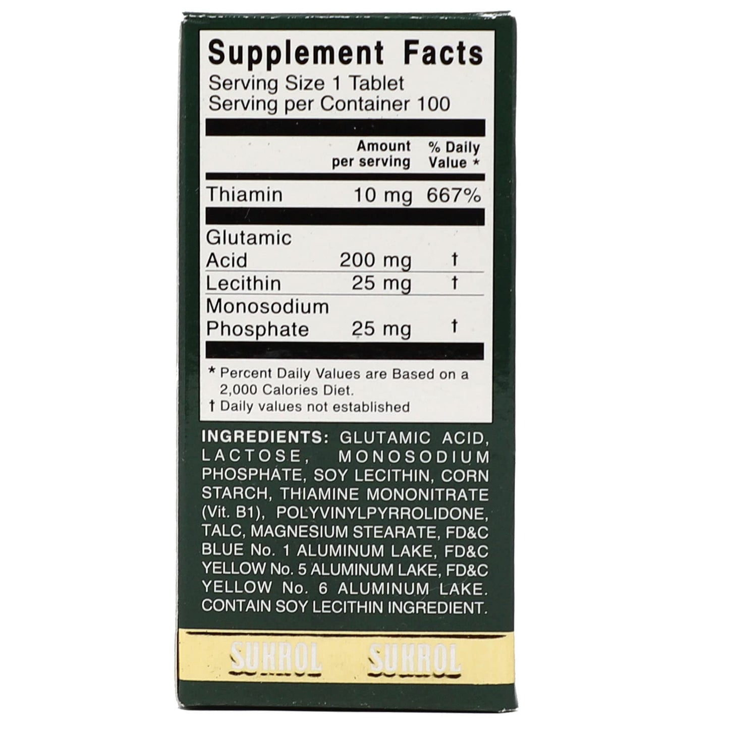Sukrol Dietary Suppliment - Suplemento dietético Sukrol 100 tabletas
