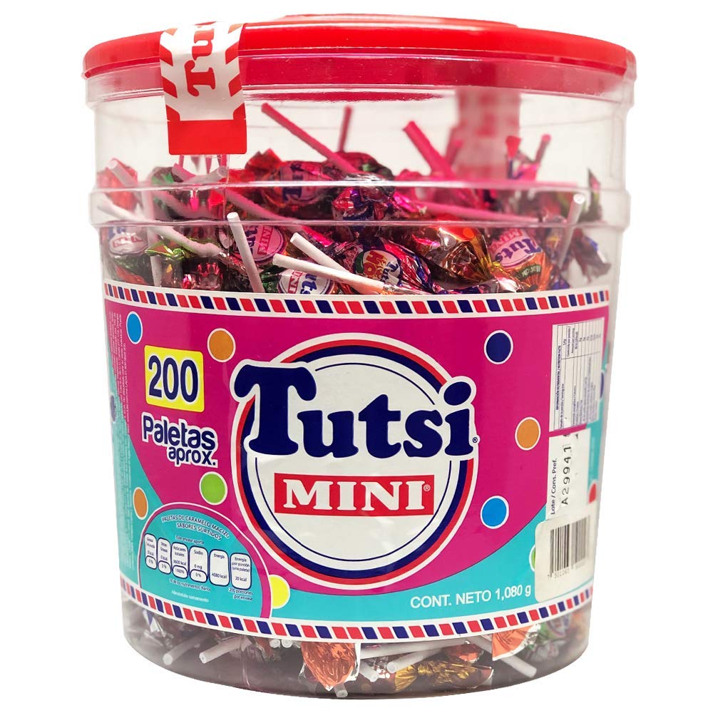 Tutsi Pop - Tutsi Mini Pop surtido paletas de caramelo varios sabores 200 piezas ideal para tus fiestas y eventos.
