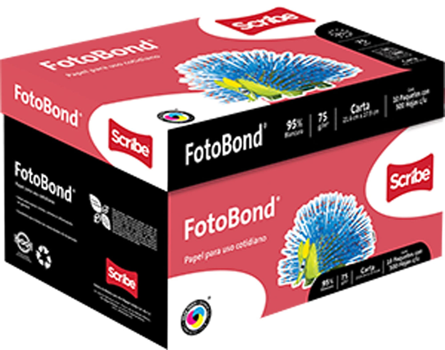 Fotobond - Scribe, Alebrijes, Clase Fotobond, Papel para Impresión o Copias, Contenido: 1 Caja con 10 Paquetes de 500 Hojas de Tamaño Carta de 21.6 x 27.9 Centímetros, Gramaje: 75 g/m2 Color: Blanco.