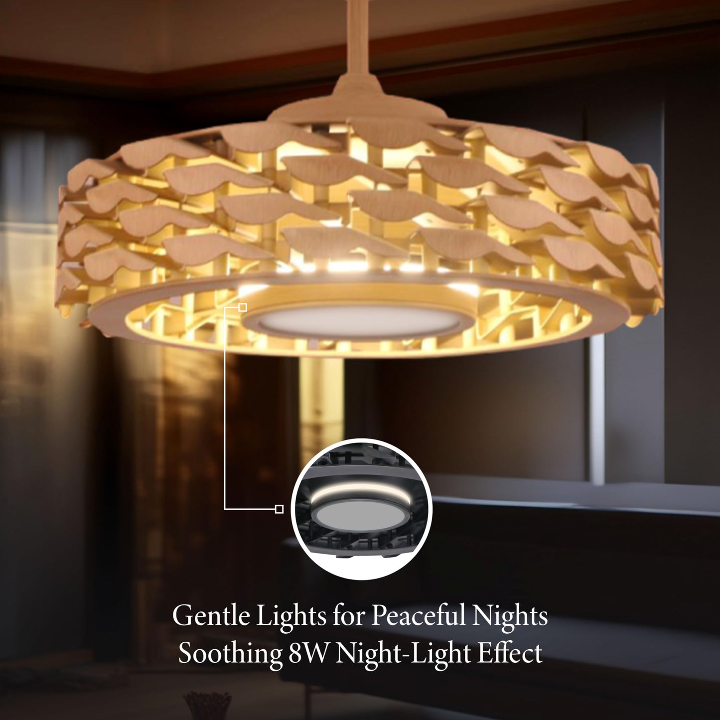 Todays Fans Ventilador de techo sin aspas con luces y mando a distancia, LUMIO - Ventilador de techo con barra descendente de perfil bajo o montaje empotrado con luces para recámara y más, LED