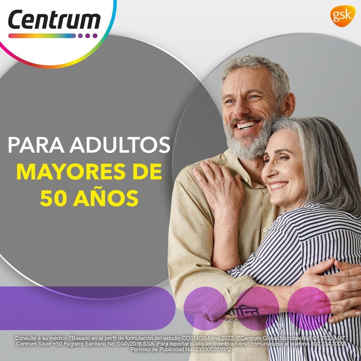 Centrum Silver +50 Multivitaminico, Con Magnesio, Vitamina B y Vitamina C, 60 Tabletas