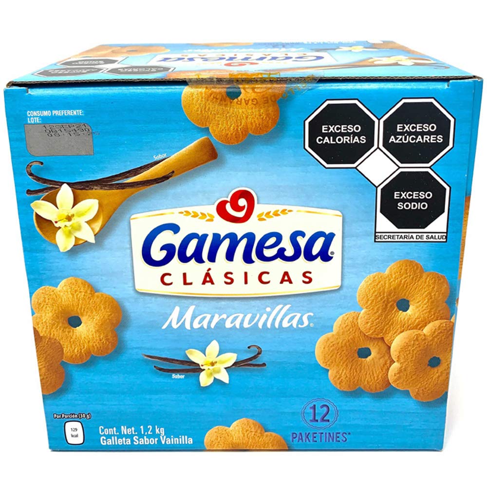 Maravillas - galletas gamesa maravillas | 12 paketines 1.2kg | pan | candy | cafe | leche | chocolates | snack | butter | vainilla | mermelada
