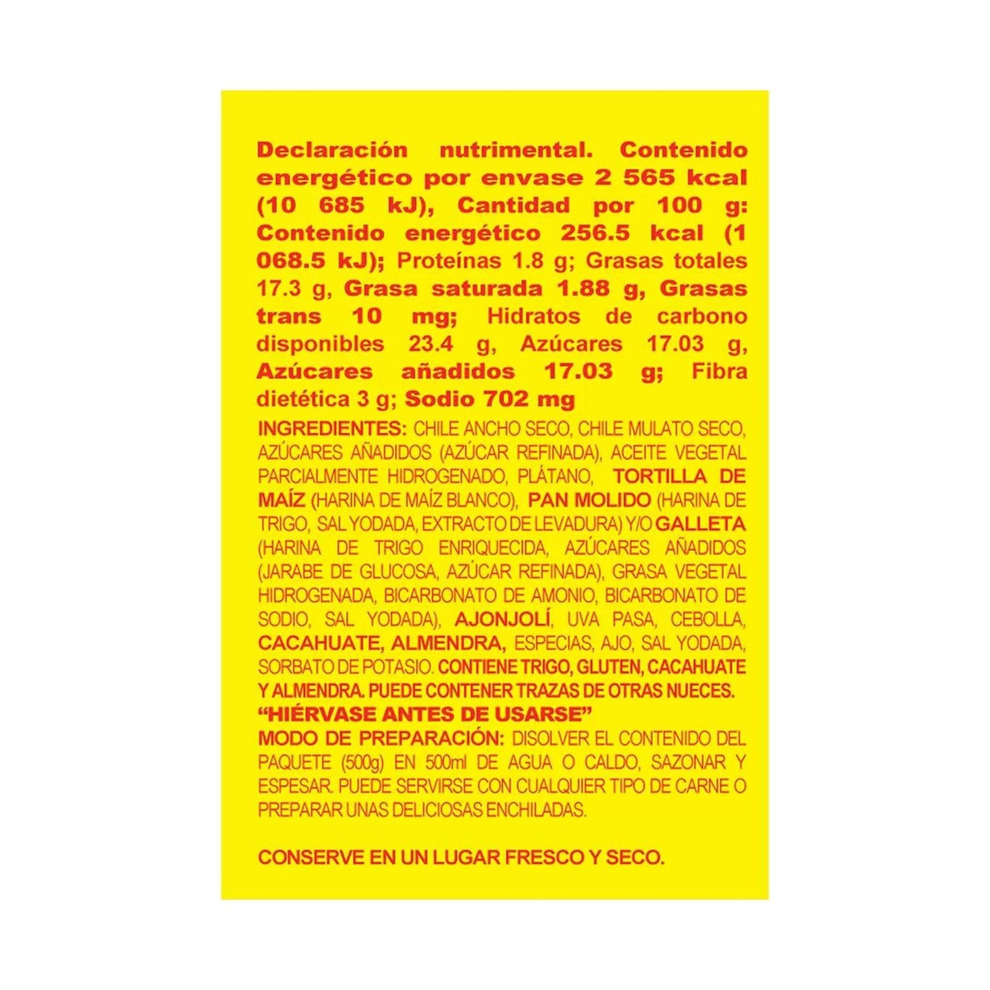 Mole En Pasta Xiqueño 2 Pzas De 500 G